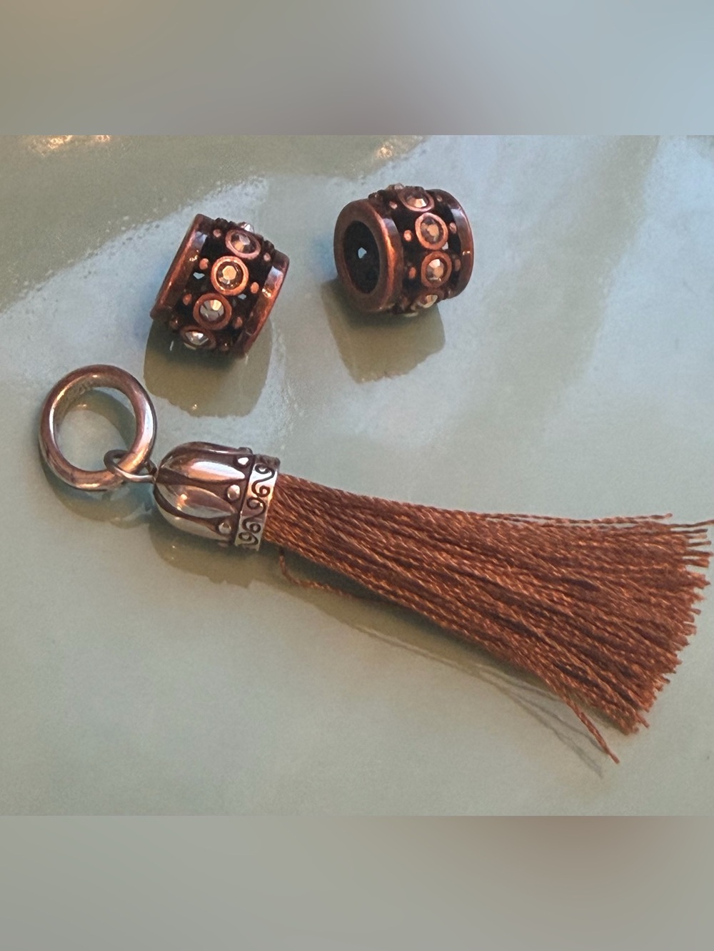 Brighton Talia Cooper Tassel Pendant Charm with Two Decorative Beads